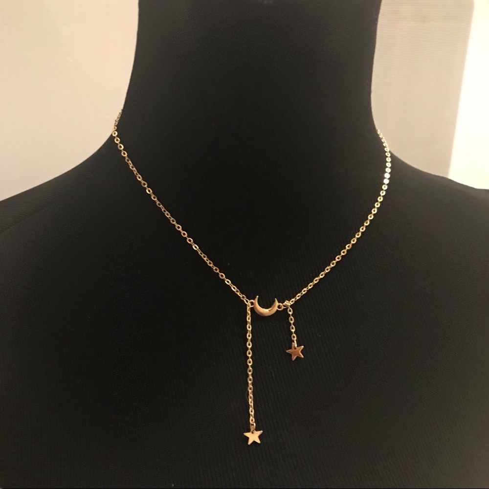LAST! NWT moon star dainty necklace choker layered - Picture 3 of 6